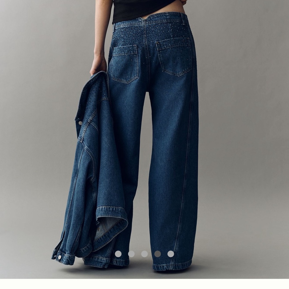 Pilcro Embellished Blue Flare Jeans,NWT, size 30 - Picture 4 of 4